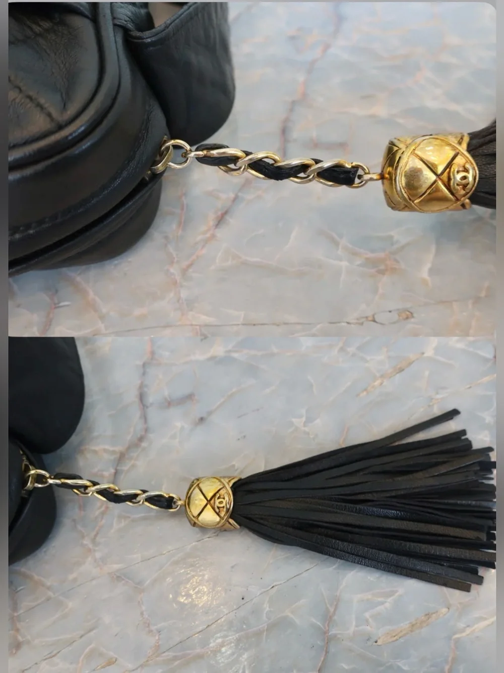 Authentic CHANEL black lambskin vintage 24k gold CC camera bag crossbody